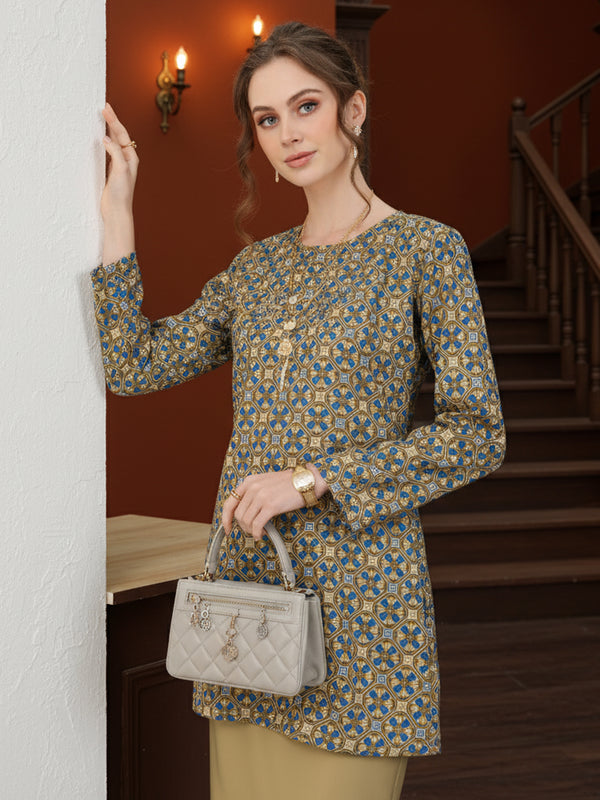 BAJU KURUNG PAHANG MODEN ARAYA (GOLD OLIVE)